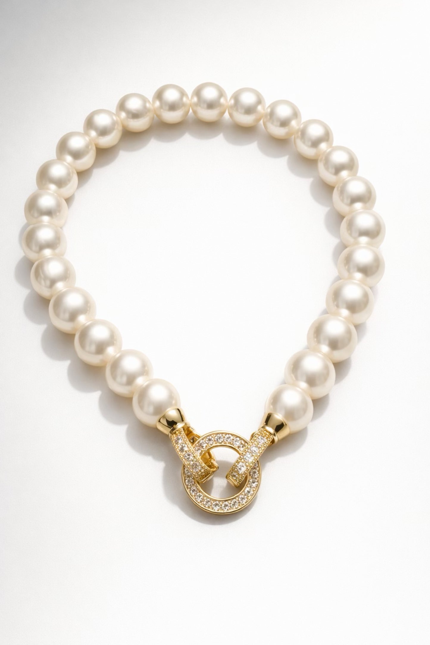 Aurelia Arvelle- Lab Pearl Bracelet with Zircon Clasp- Elegant Pearl Jewelry