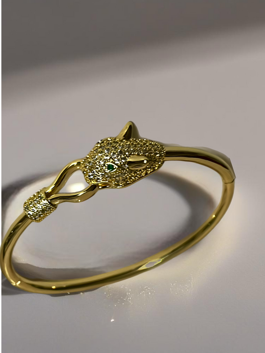 18k Gold Plated Lion Head Bangle