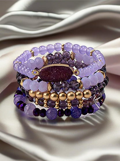 Purple Crystal Bead Bracelet