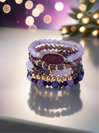 Purple Crystal Bead Bracelet