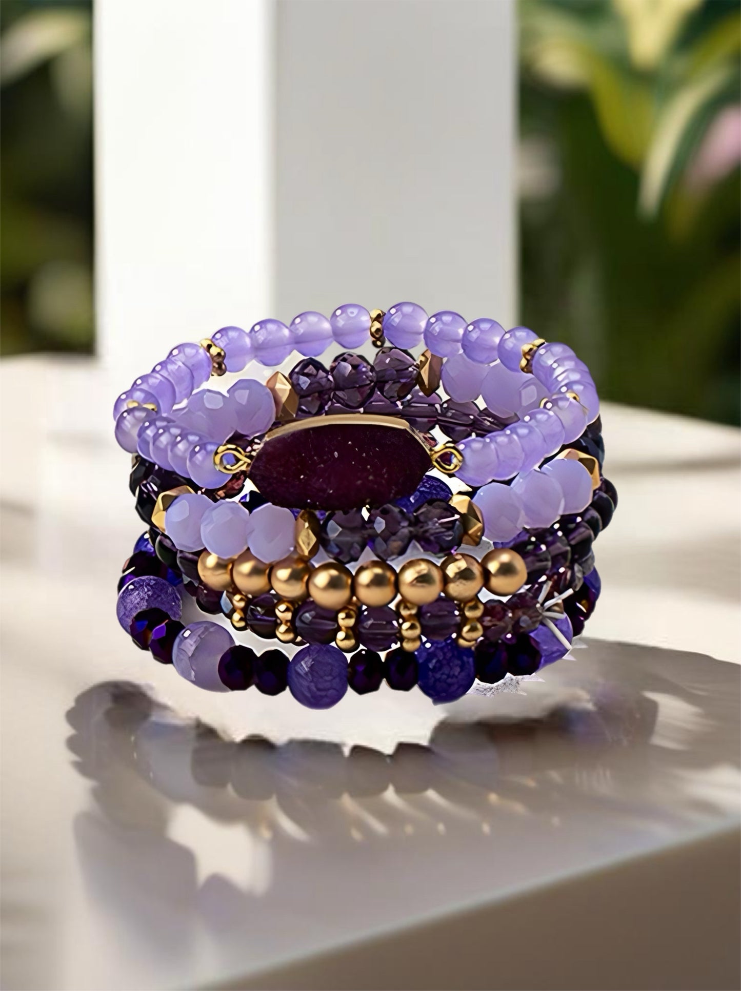 Purple Crystal Bead Bracelet