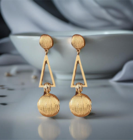 Fashionable Gold Plated Large Hanging Earrings