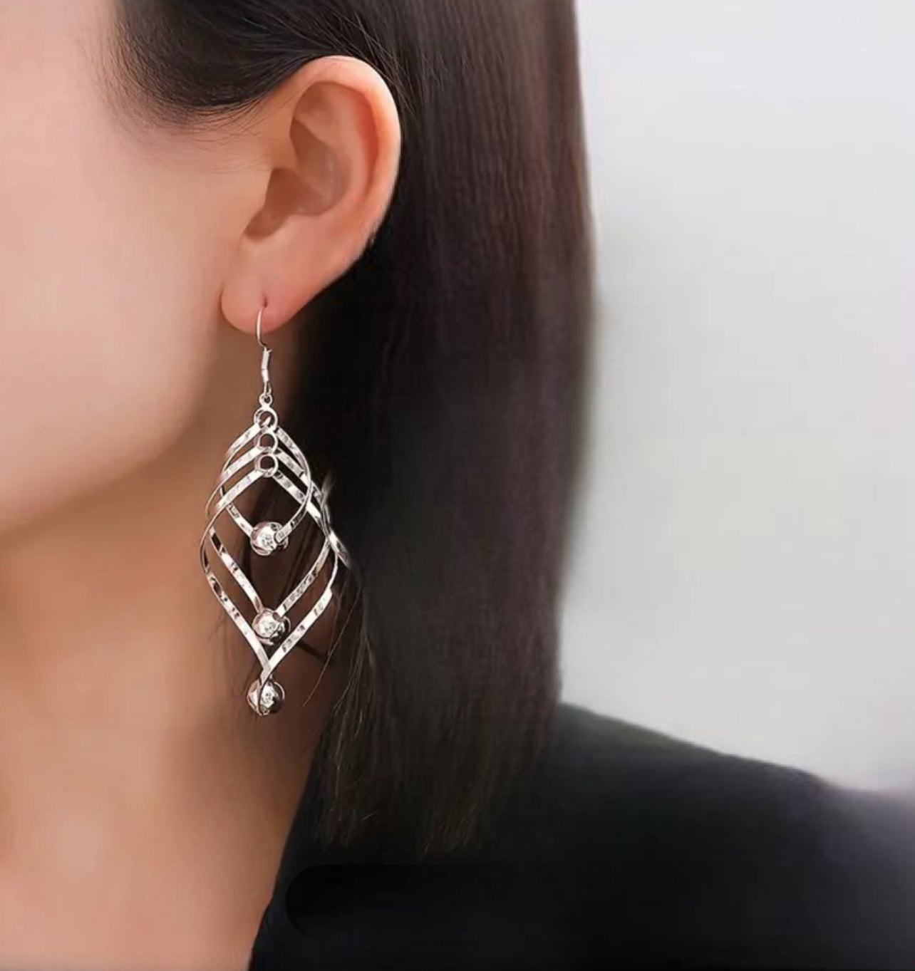 Fashionable Three-Layer Earrings with Delicate Ball Details