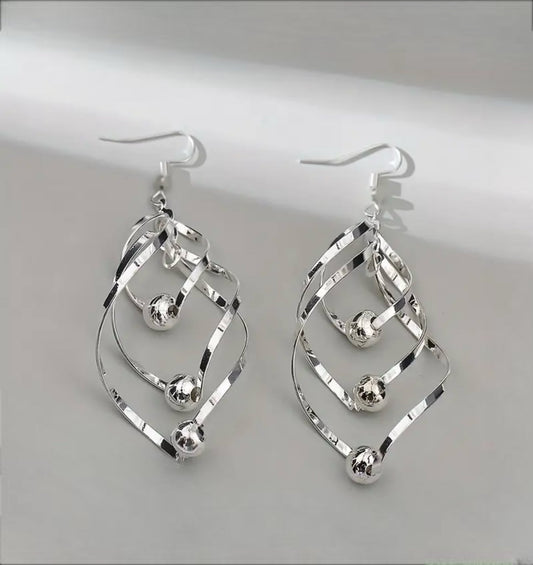 Fashionable Three-Layer Earrings with Delicate Ball Details