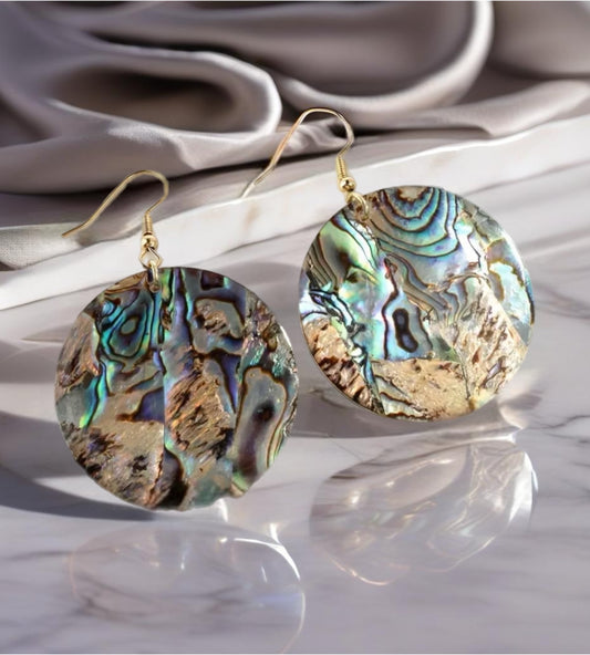 Fashionable Acrylic Abalone Shell Round Earrings