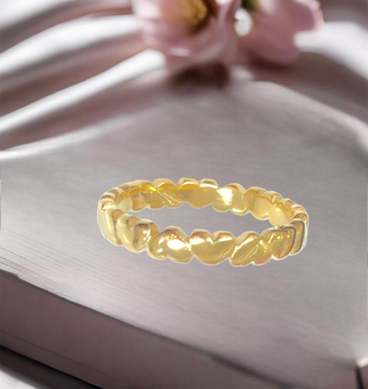 18K Gold Filled Stainless Steel Heart Ring