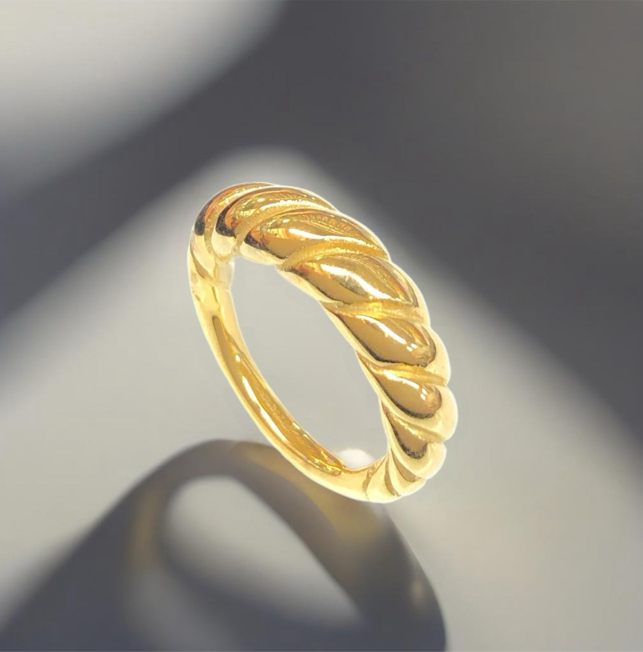 18K Gold Filled, Stainless Steel Braided Queen Ring