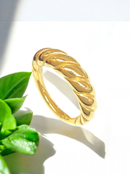 18K Gold Filled, Stainless Steel Braided Queen Ring