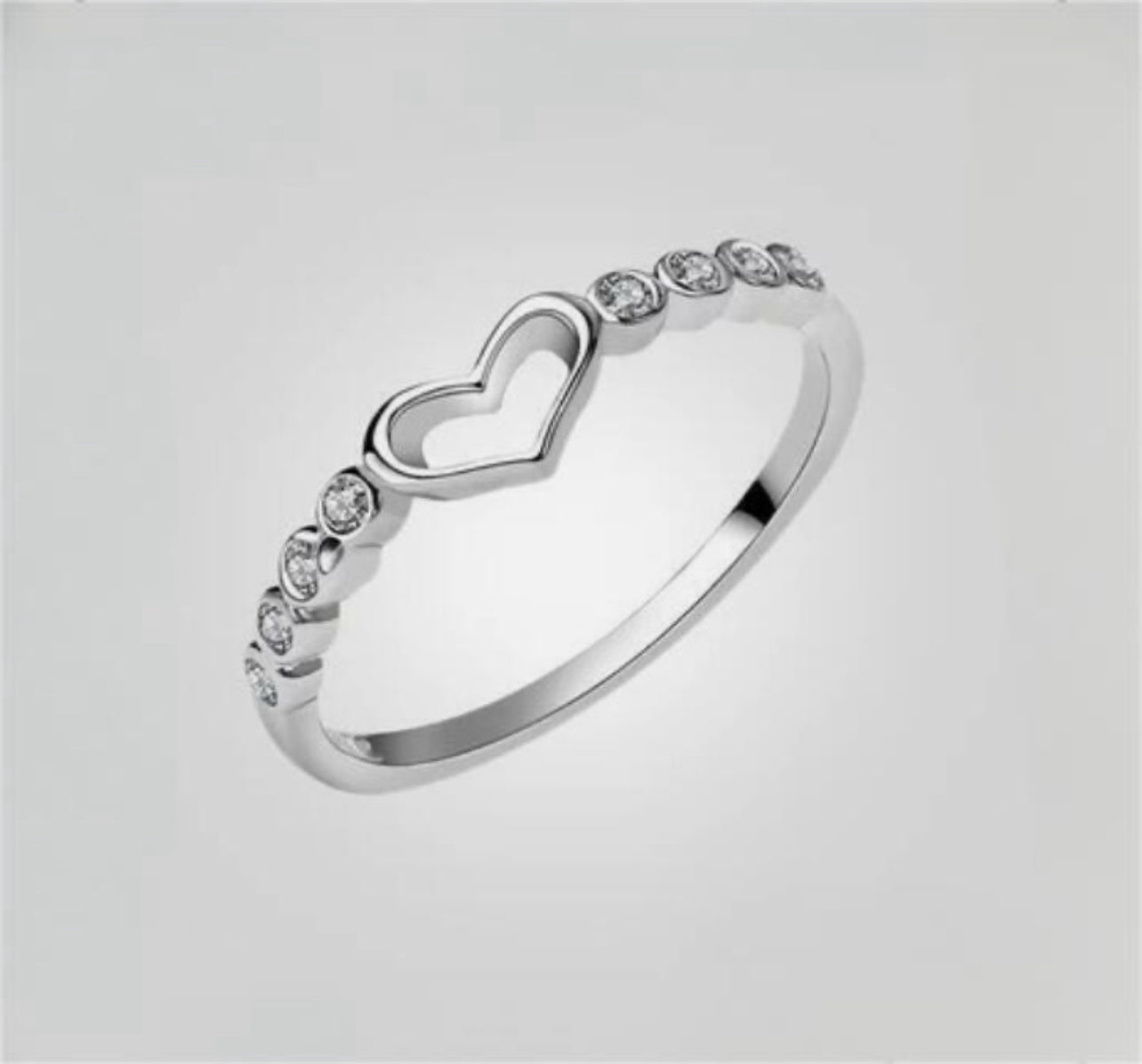 Sterling Silver Heart Centered Ring