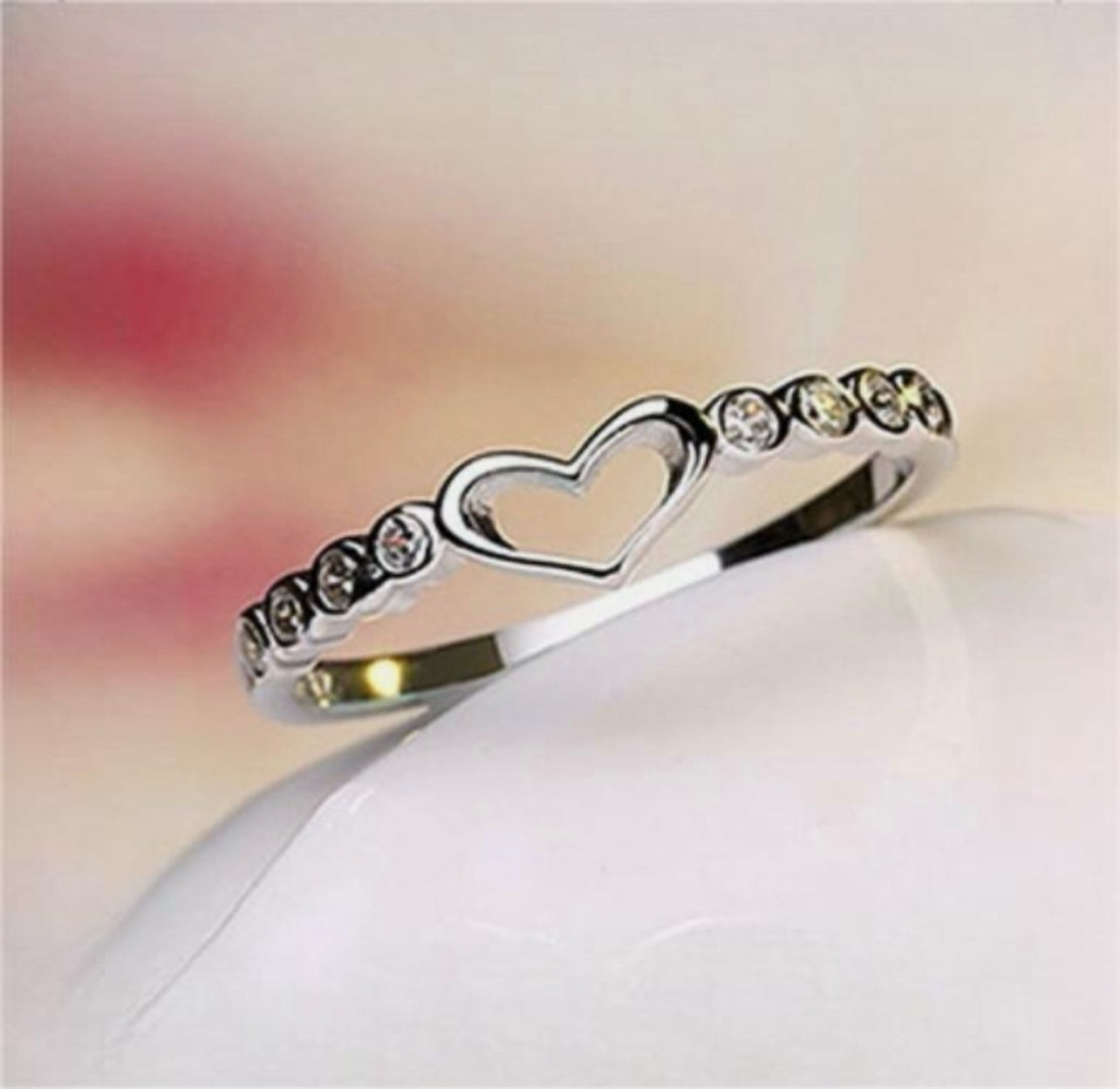 Sterling Silver Heart Centered Ring