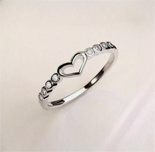 Sterling Silver Heart Centered Ring