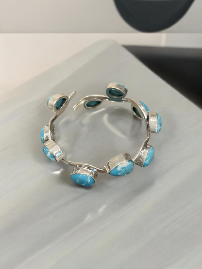 Sterling Silver Handmade Larimar Stone Bracelet