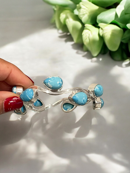 Sterling Silver Handmade Larimar Stone Bracelet