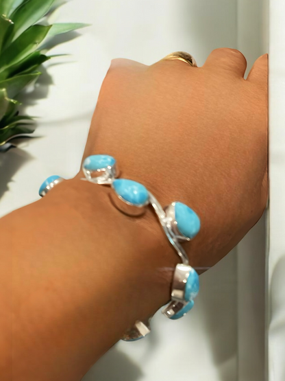 Sterling Silver Handmade Larimar Stone Bracelet