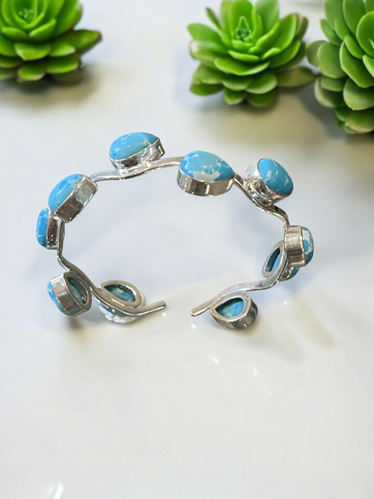 Sterling Silver Handmade Larimar Stone Bracelet