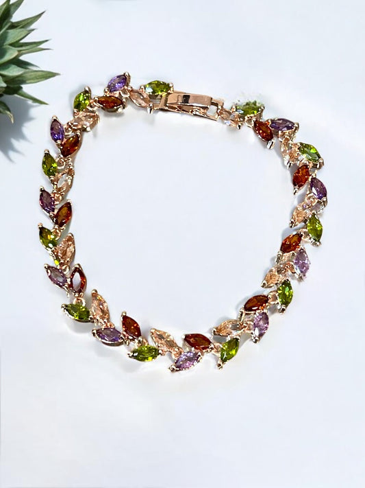 Fashion Lab Zirconia Multi Color Rose Bracelet