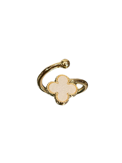 Fashion Enamel White Clover Open Ring