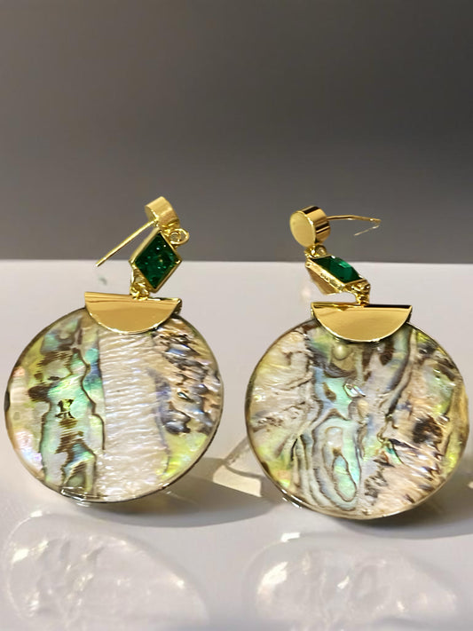 Fashion Iridescent Round Faux Abalone Earrings