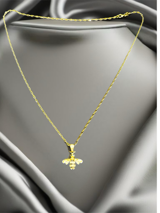 Genuine Solid 14k Necklace with Bee Pendant