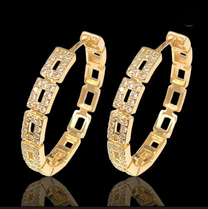 18K Gold Filled Milano CZ Hoop Earrings