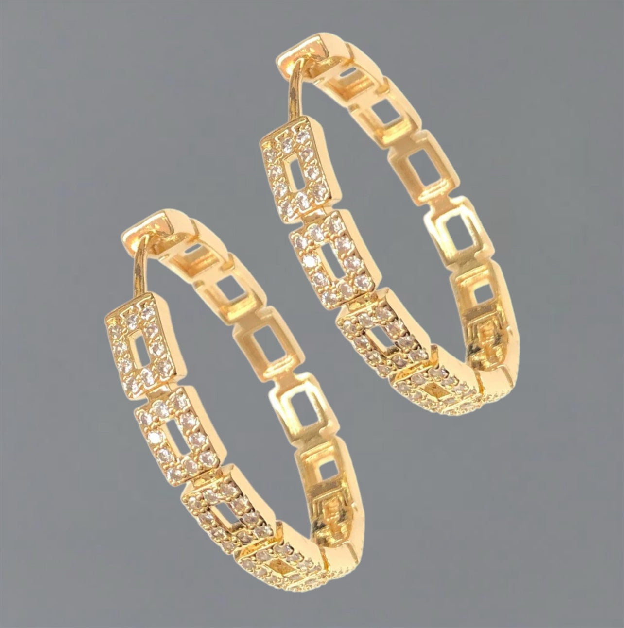 18K Gold Filled Milano CZ Hoop Earrings