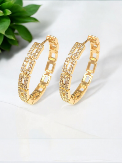 18K Gold Filled Milano CZ Hoop Earrings