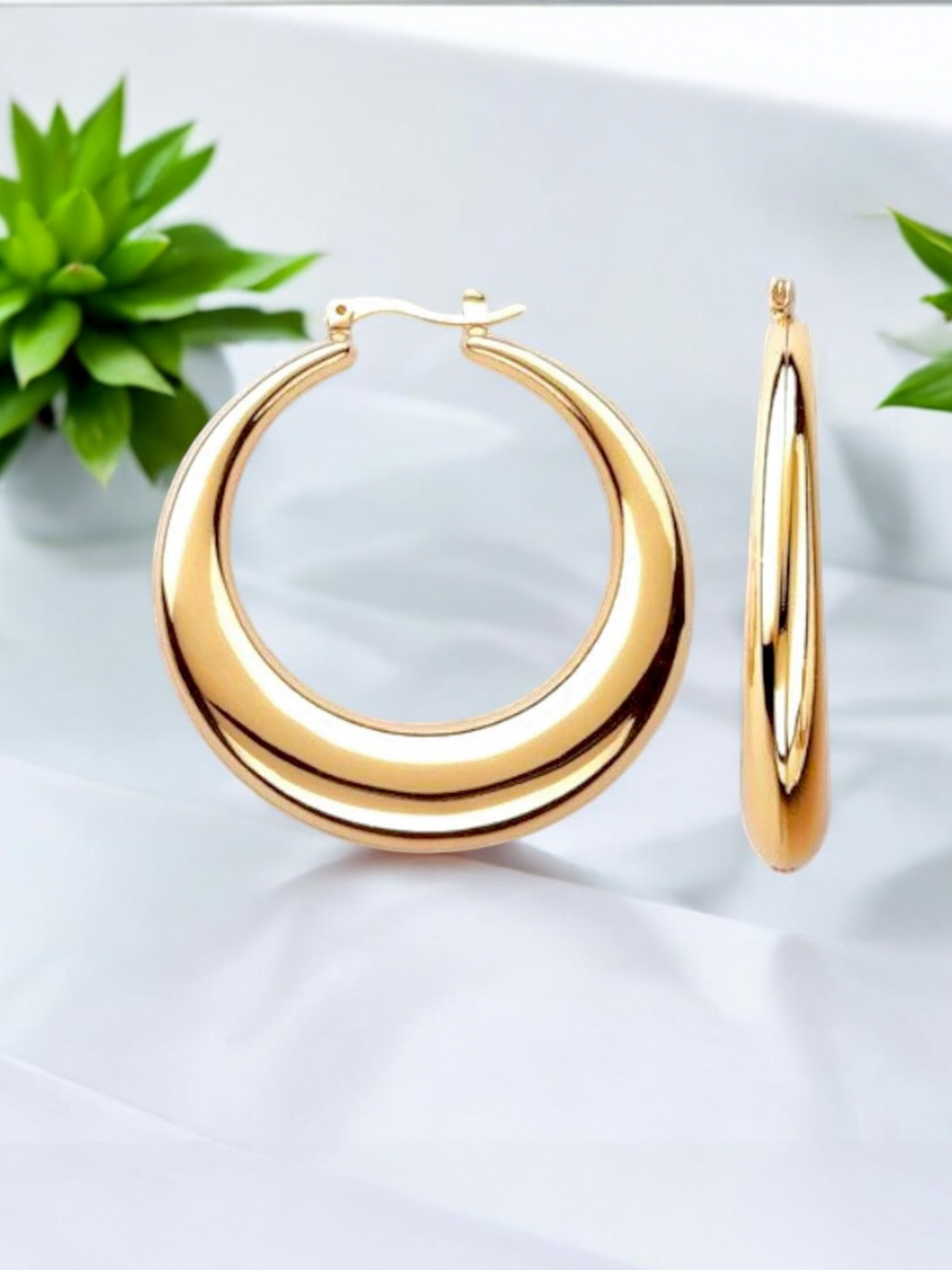 18K Gold Filled Puff Valentina Hoop Earrings