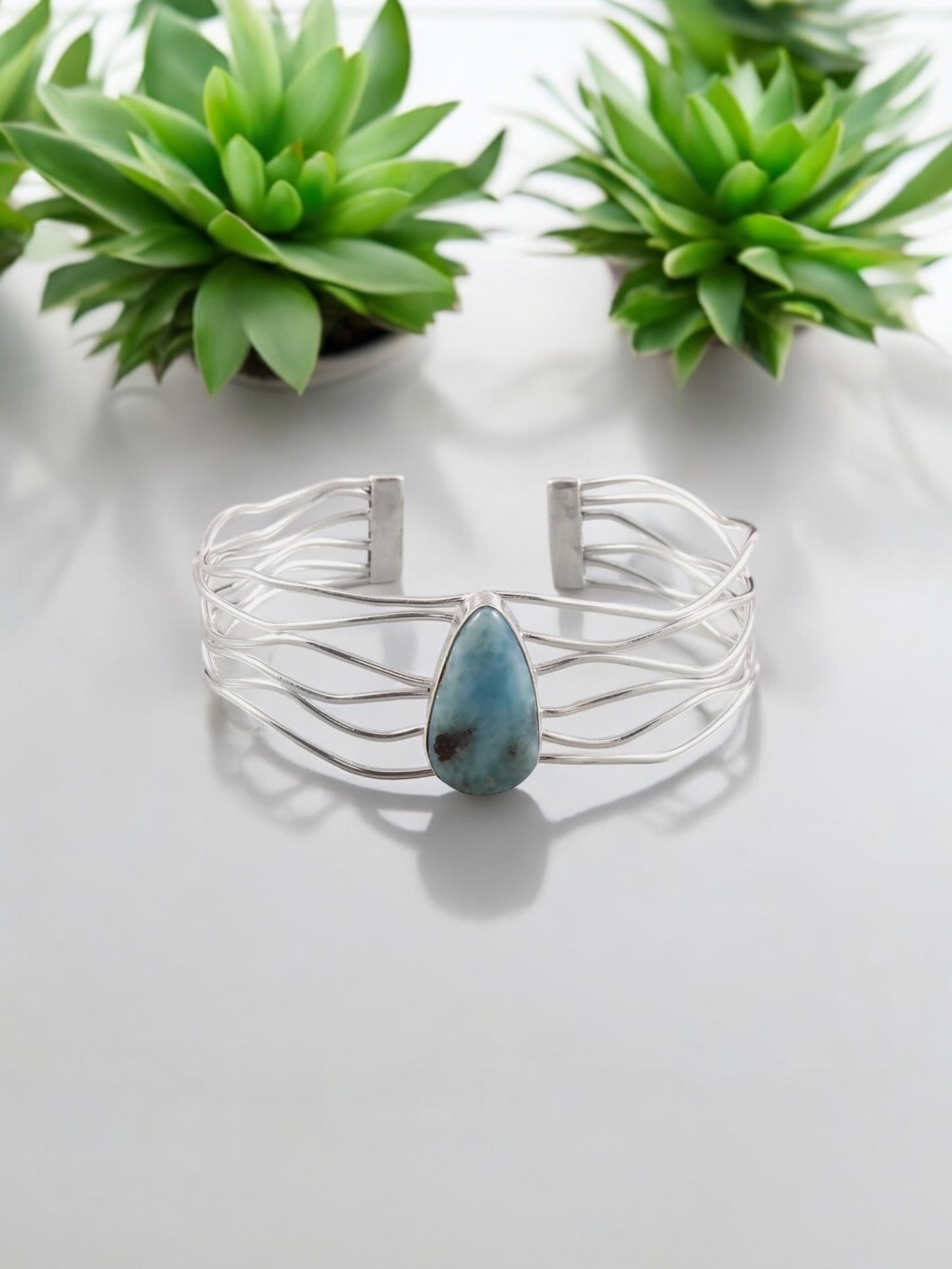 Sterling Silver Handmade Larimar Bracelet