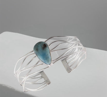 Sterling Silver Handmade Larimar Bracelet