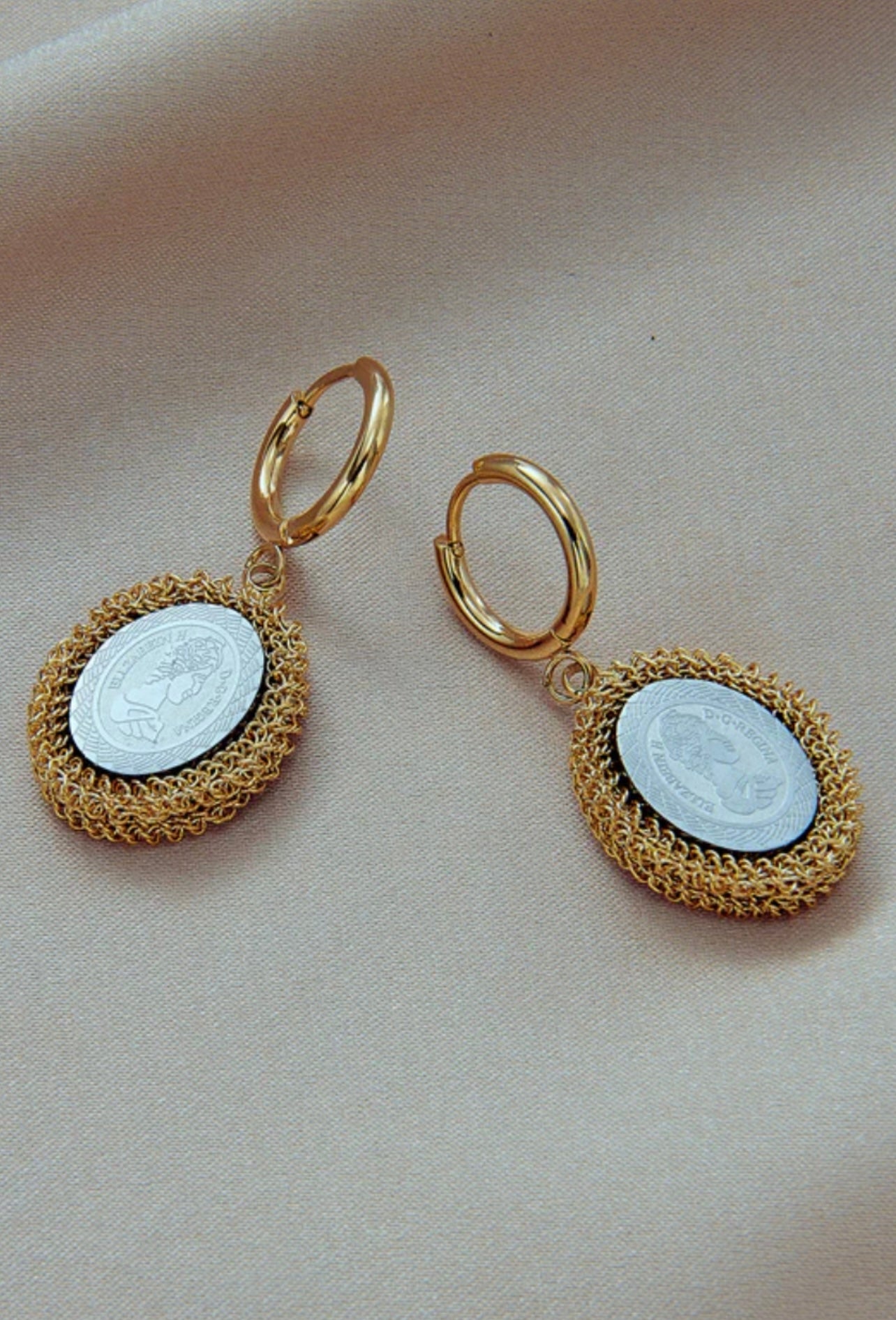 Gold Plated Stud Earring Cameo Earrings