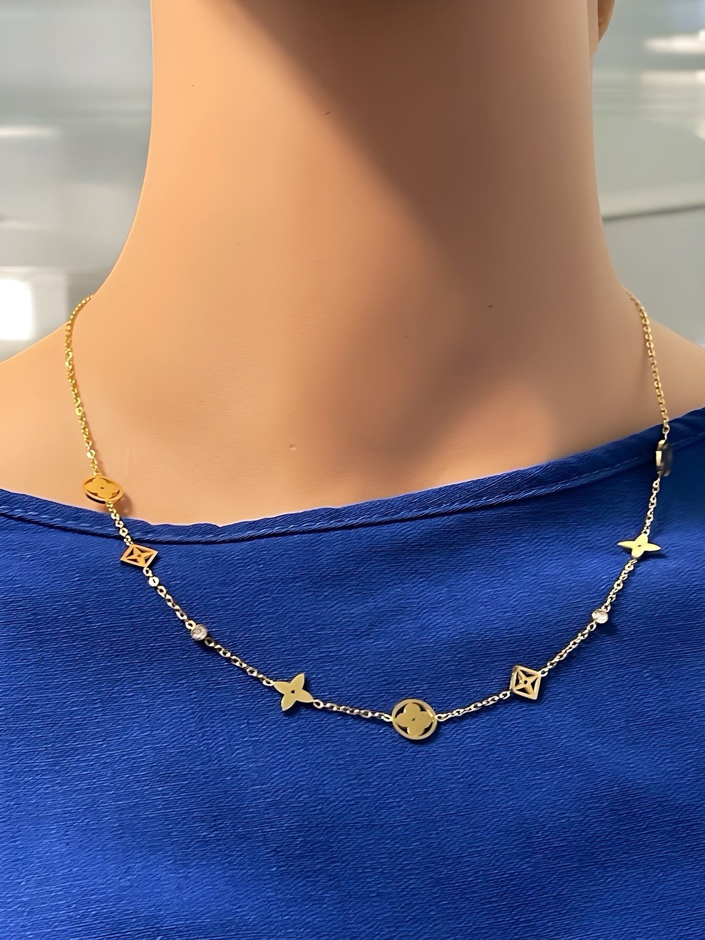 Gold Plated Titanium Steel Brand Design Necklace