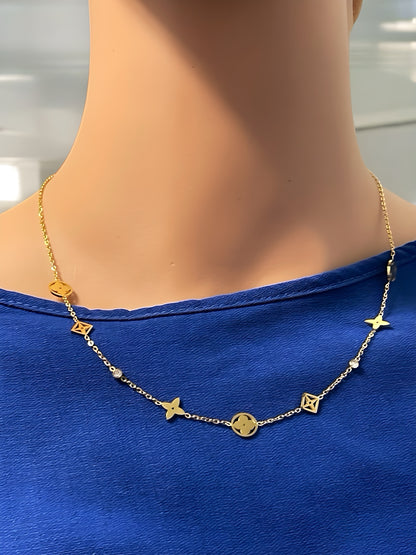 Gold Plated Titanium Steel Brand Design Necklace