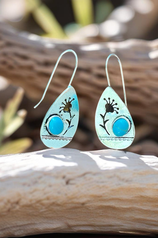 Sterling Silver Lab Turquoise Earrings