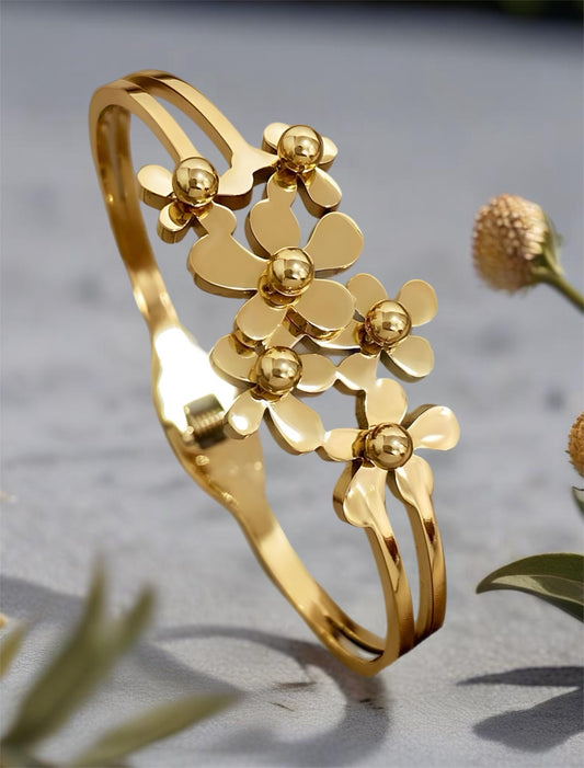 18K Gold Plated Stainless Steel Flower Bracelet