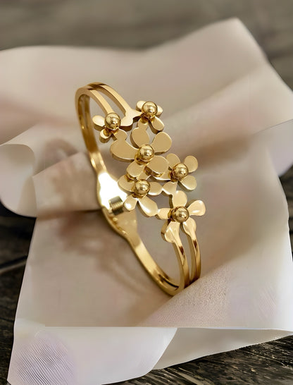 18K Gold Plated Stainless Steel Flower Bracelet