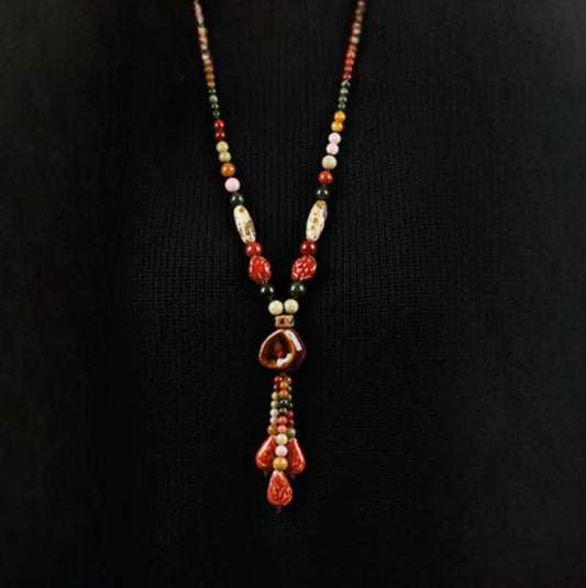 Fashion Ceramic and Natural Beaded Handcrafted Necklace