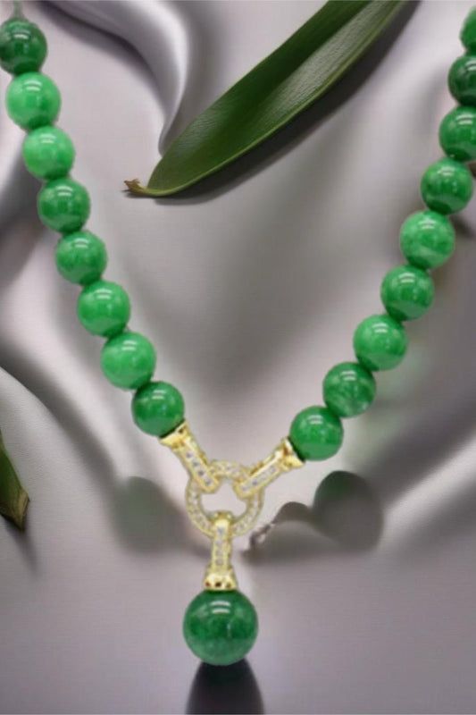 Genuine Jade Stone Bead Fashion Necklace