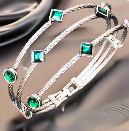 Stainless Steel Lab Emerald Bracelet