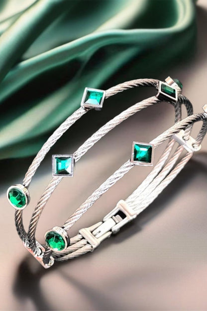 Stainless Steel Lab Emerald Bracelet