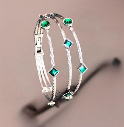 Stainless Steel Lab Emerald Bracelet