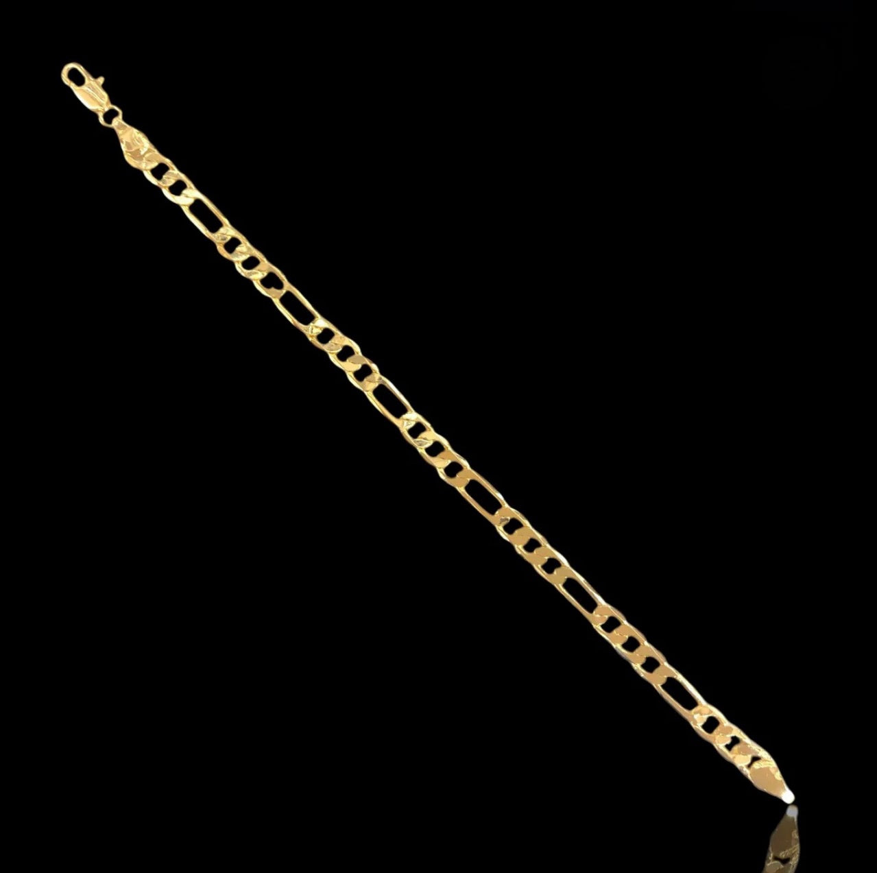 Genuine Solid 14K Gold Figaro Chain Bracelet