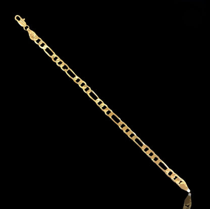 Genuine Solid 14K Gold Figaro Chain Bracelet