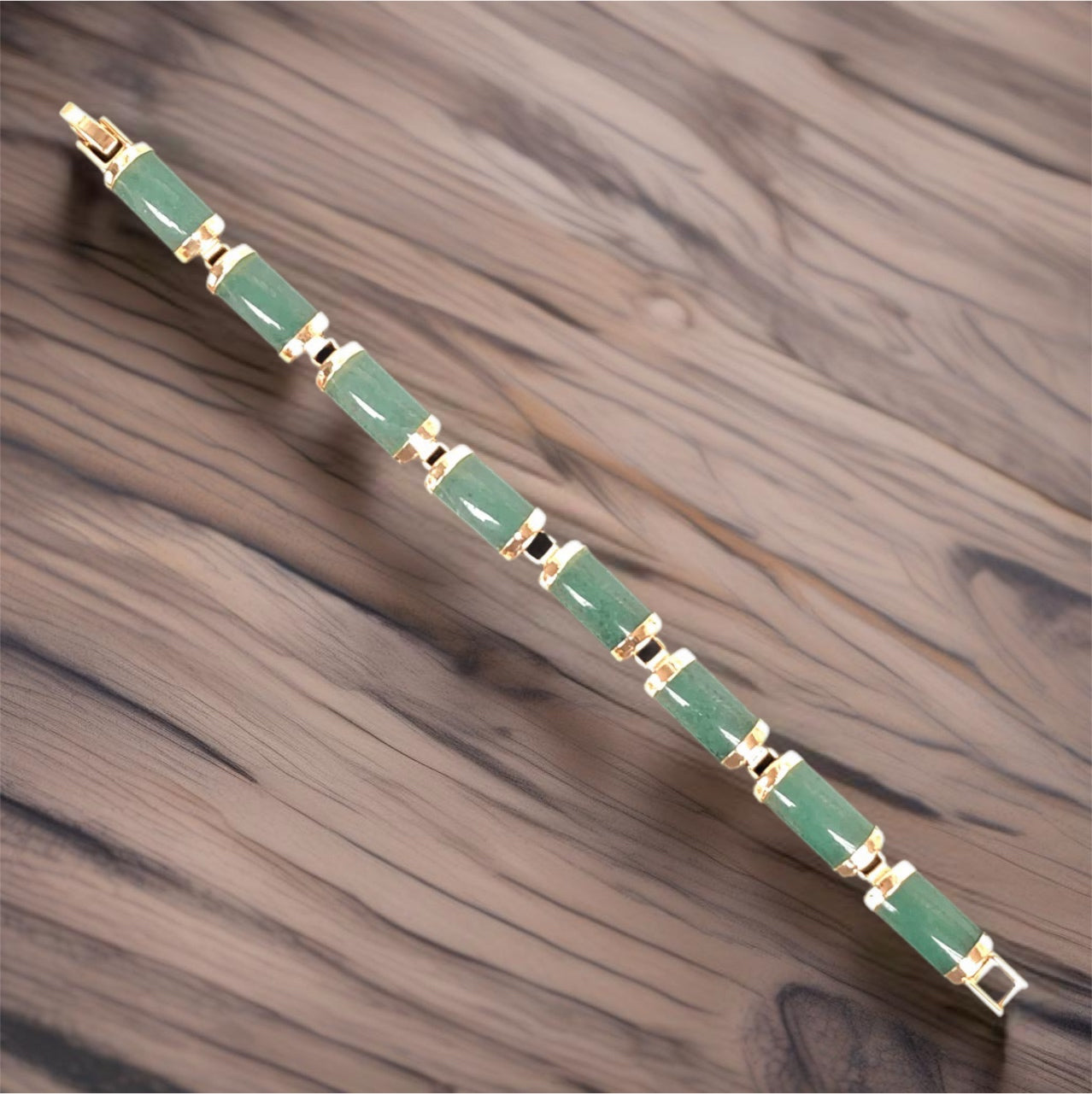 18K Gold Filled Ligth Green Jade Bracelet