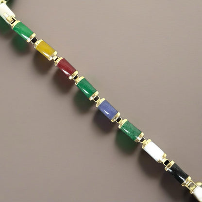 18K Gold Filled Multi-Color Jade Bracelet