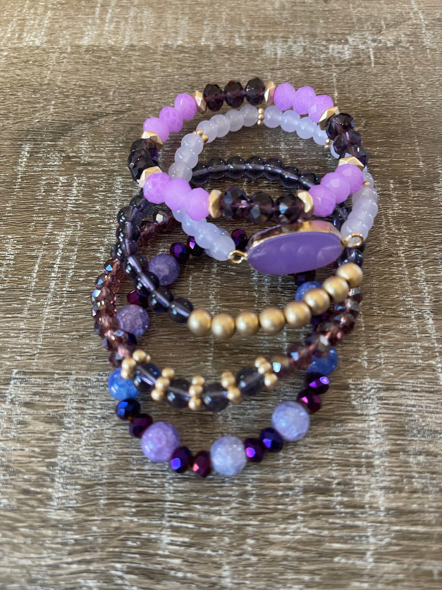 Purple Multi-Shade Bead Bracelet