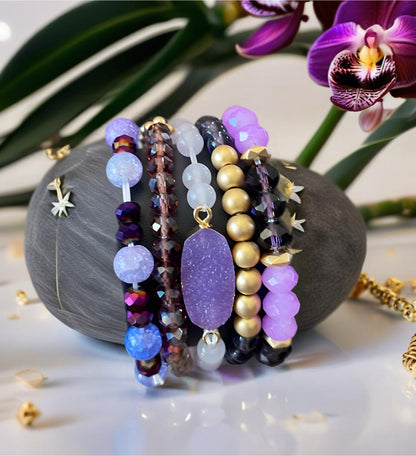 Purple Multi-Shade Bead Bracelet