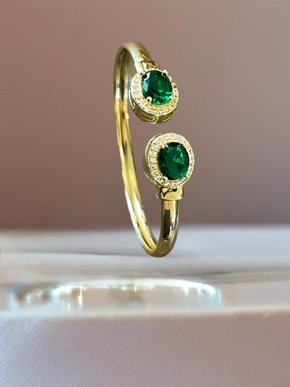 18k Gold-Plated Emerald Bangle