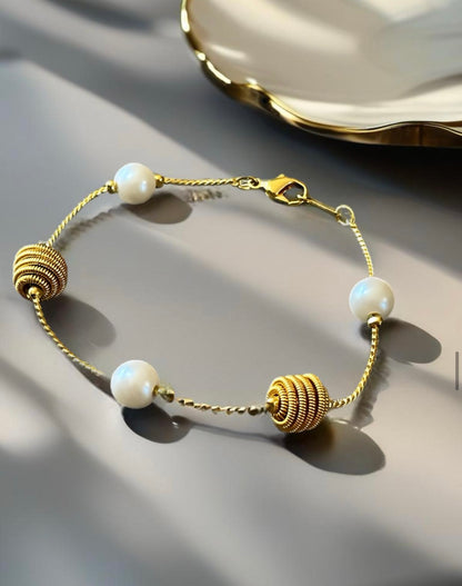 18K Gold Filled Lab Pearl Bracelet