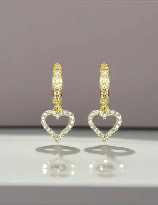 18K Gold Filled Zircon Heart Earrings