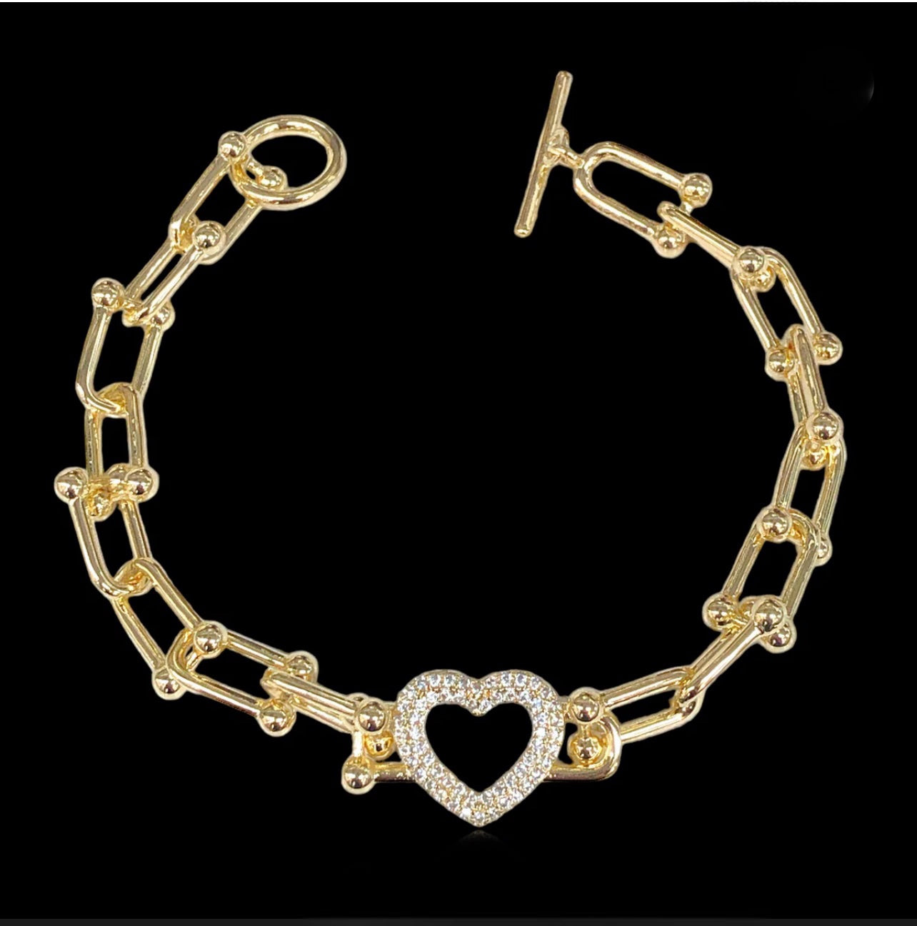 18K Gold Filled Italian Heart Bracelet